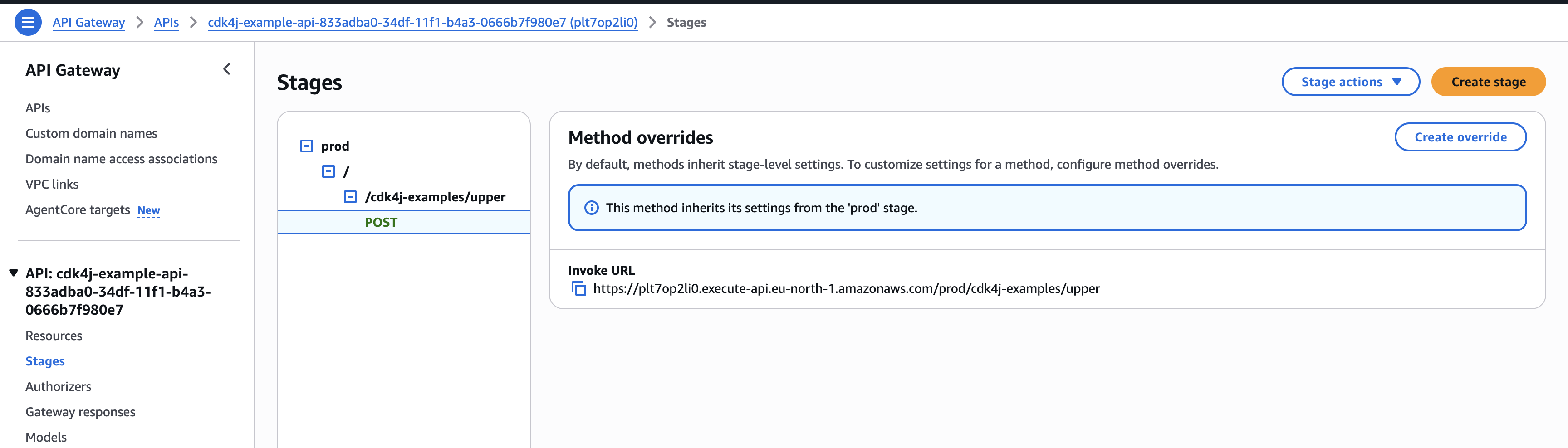 API Gateway stages