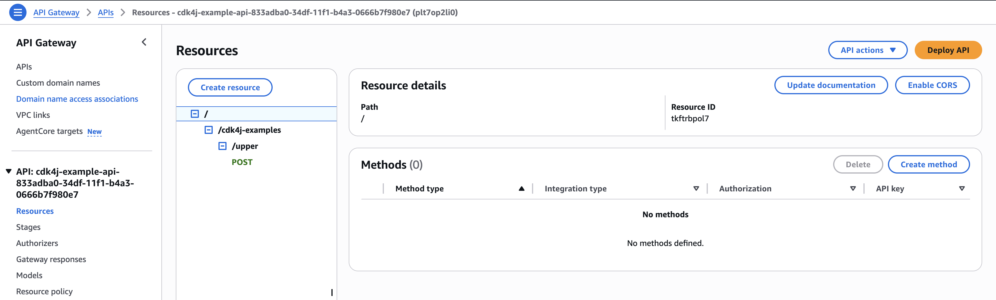 API Gateway REST endpoints