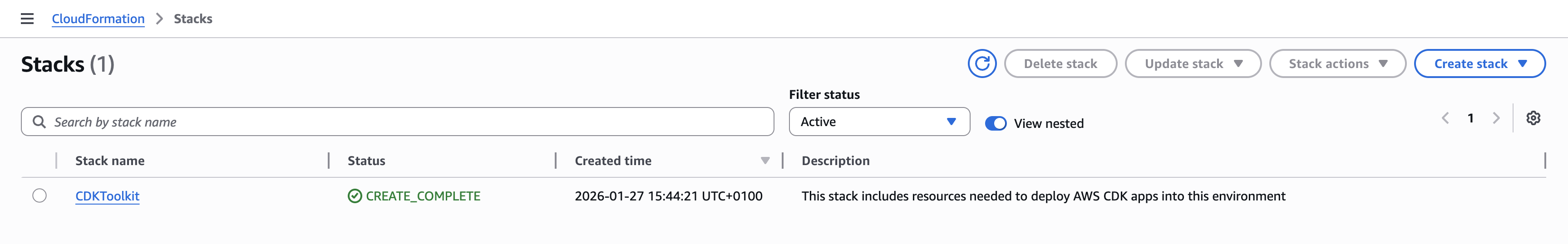 bootstrapped CDK Toolkit