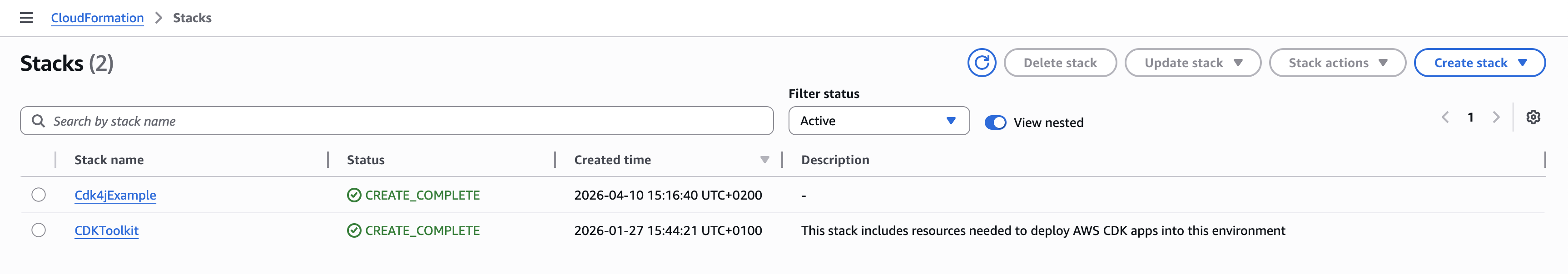 Deployed CDK app
